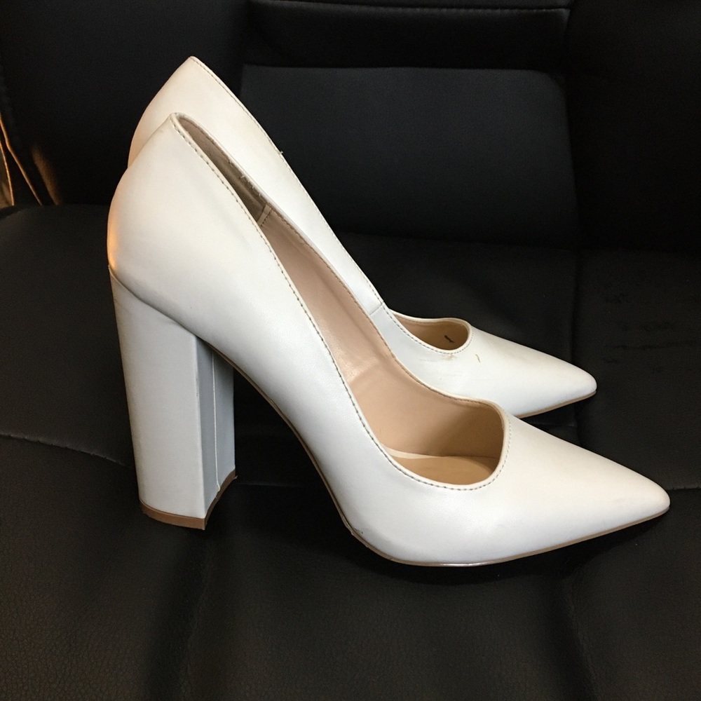 Qupid White Chunky Heels